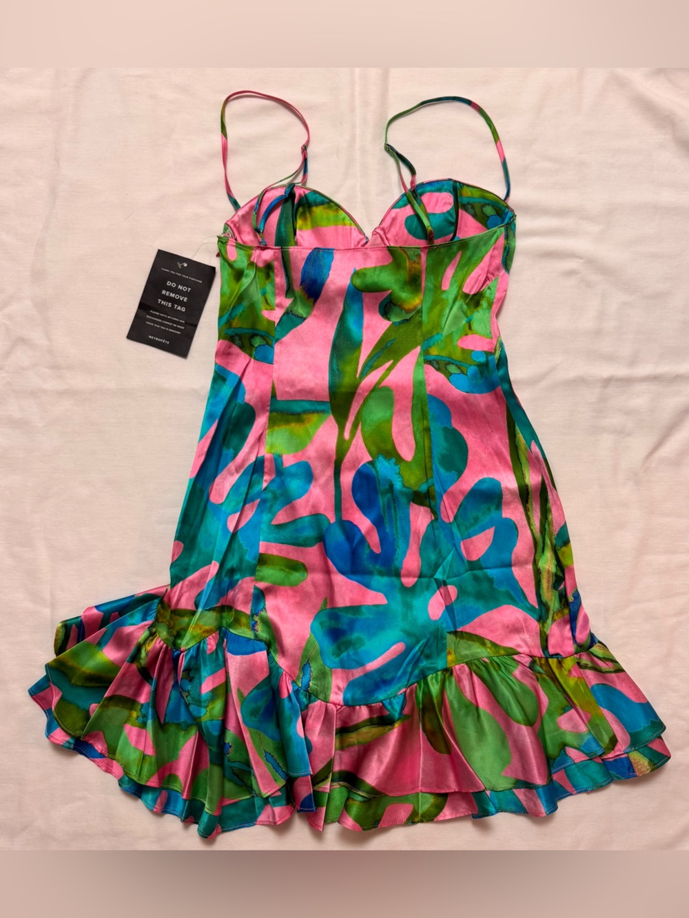 Retrofete Silvana Silk Dress in Jade Tropical Leaf - Picture 7 of 13
